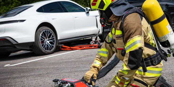 动点汽车技术详解：Rosenbauer罗森鲍尔展示电池火灾专用灭火器(图1)