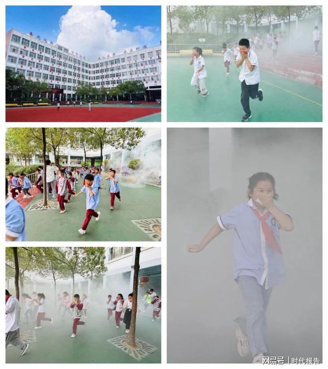 消防演练进校园防患未“燃”促平安——信阳市平桥区第三小学秋季消防逃生演练活动(图1)