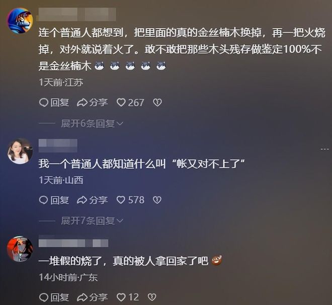 长沙金丝楠木博物馆遭大火焚毁引发网友热议。(图11)